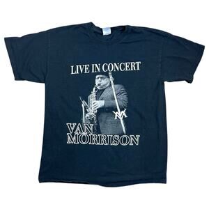 Van Morrison Live in Concert T-Shirt Band Tee Black Size Large Short Sleeve Crew
